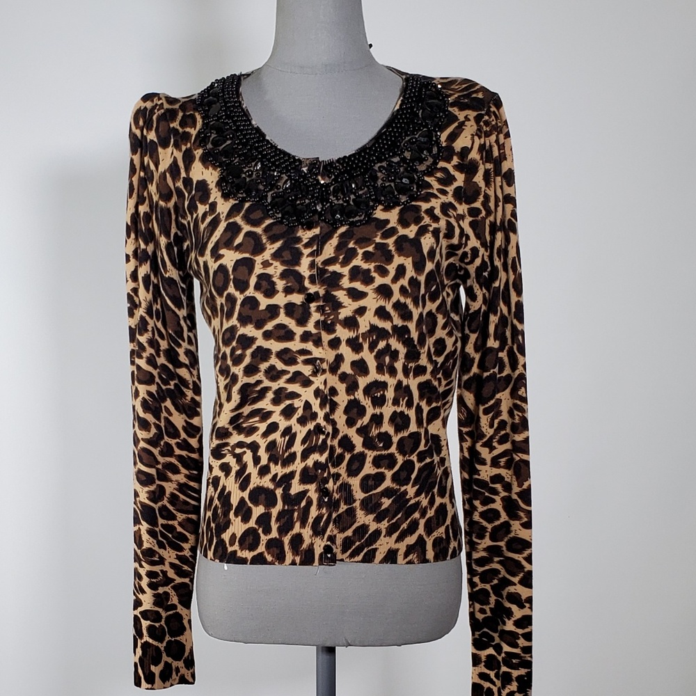 Leopard Print Long Sleeved Sweater by INC